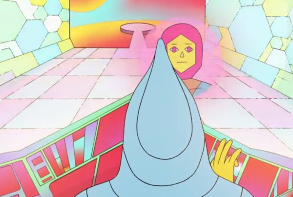 Colorful animated community scene